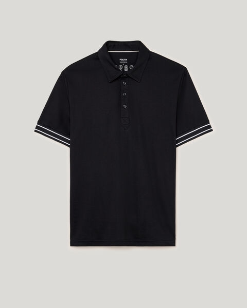 Stripe Travel Polo, Black, hi-res